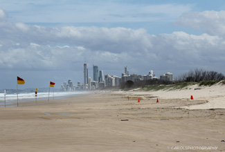 SURFERS PARADISE FROM THE BEACH AT SOUTHPORT QUEENSLAND AUS